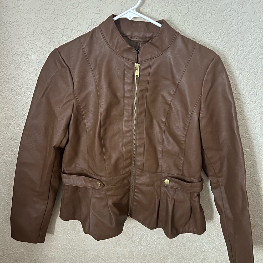 Brown Faux Leather Jacket